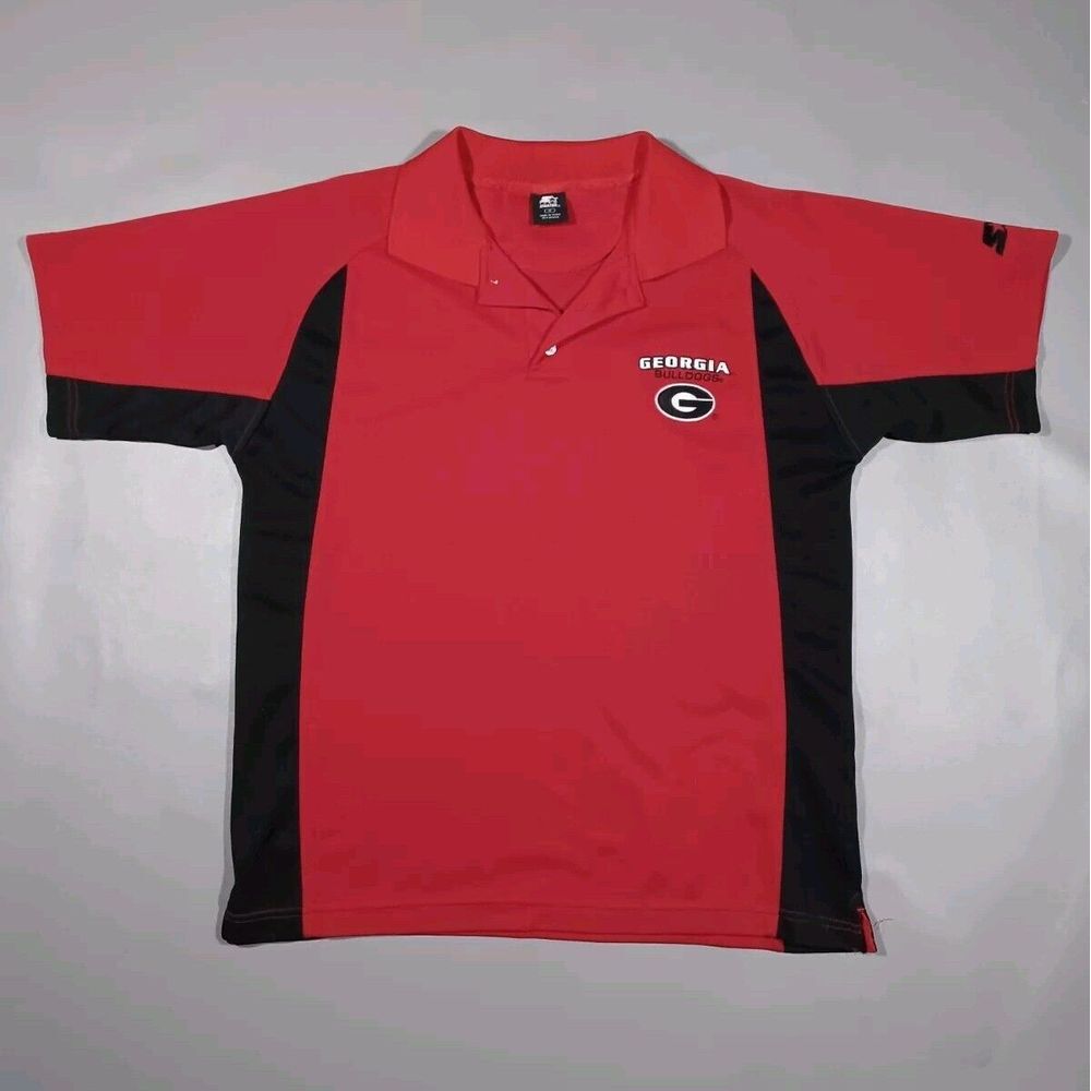 Georgia Bulldogs Shirt Mens M Red Black Polo Embroidered Logo Starter‎
